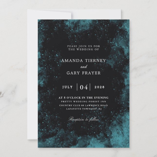 turquoise and black wedding invitations (Front)