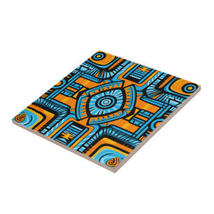  turquoise and blue abstract pattern ceramic tile