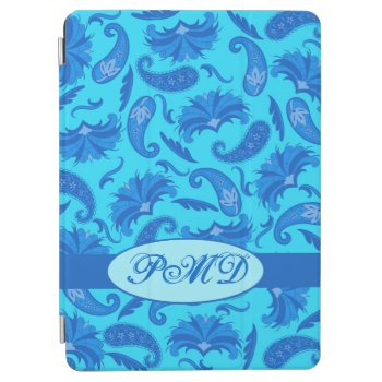 Turquoise And Blue Art Deco Paisley Monogram Ipad Air Cover by phyllisdobbs at Zazzle