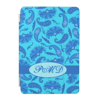 Turquoise and Blue Art Deco Paisley Monogram iPad Mini Cover