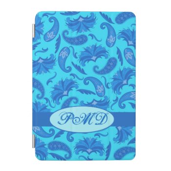 Turquoise And Blue Art Deco Paisley Monogram Ipad Mini Cover by phyllisdobbs at Zazzle