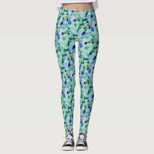 Turquoise and Blue Beach Sea Glass Leggings | Zazzle.com