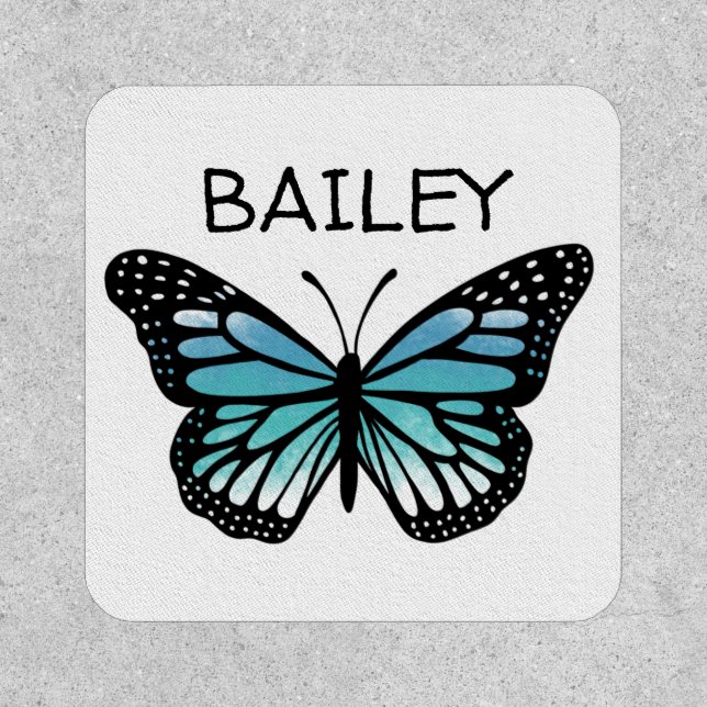 Turquoise and Blue Butterfly Personalized  Patch (Front)