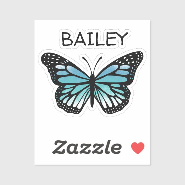 Turquoise and Blue Butterfly Personalized Sticker (Sheet)