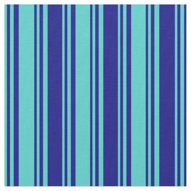 Turquoise and Blue Colored Lined Pattern Fabric (Close Up)