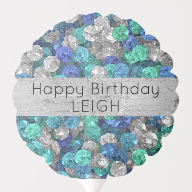 Turquoise and Blue Gemstones Birthday Balloon (Back)