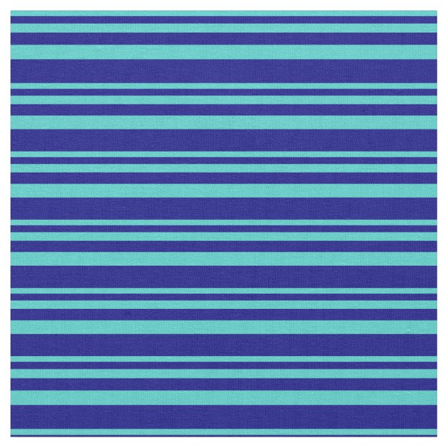 Turquoise and Blue Lines Pattern Fabric (Close Up)