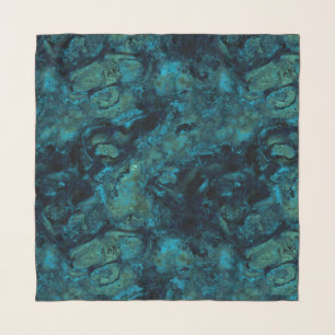 Turquoise and Blue Marble Abstract Scarf