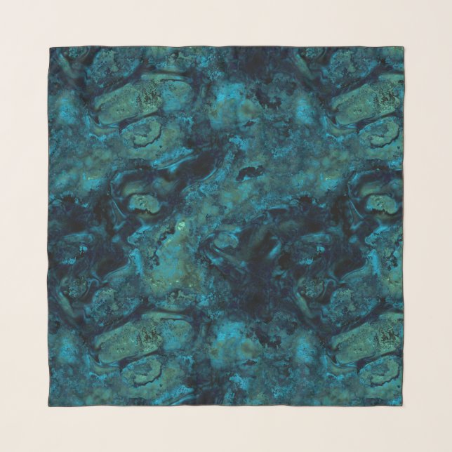 Turquoise and Blue Marble Abstract Scarf (Front)