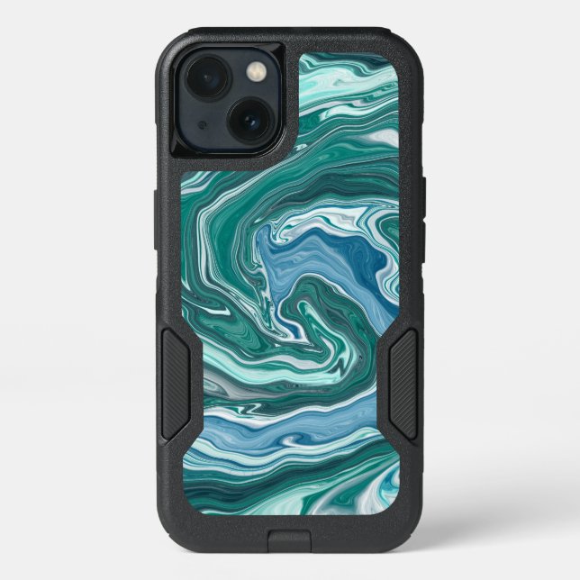 Turquoise and Blue Ocean Swirls  Otterbox iPhone Case (Back)