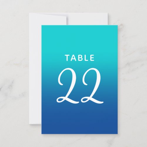 Turquoise and Blue Ombre Wedding Table Numbers