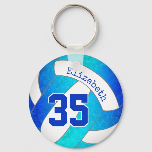 turquoise and blue personalized girly volleyball keychain