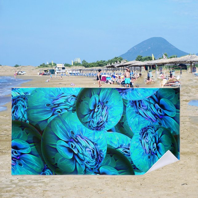  Turquoise and blue spheres in 3D optics  Beach Towel (Creator Uploaded)