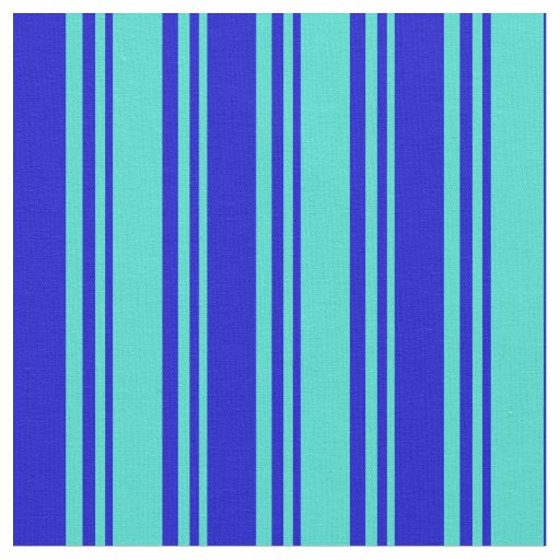Turquoise and Blue Striped Pattern Fabric