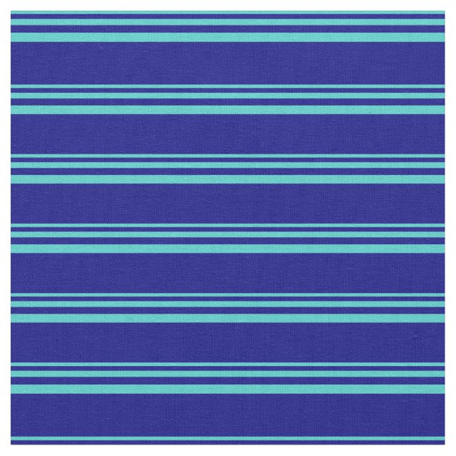 Turquoise and Blue Striped Pattern Fabric (Close Up)