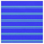 [ Thumbnail: Turquoise and Blue Stripes/Lines Pattern Fabric ]