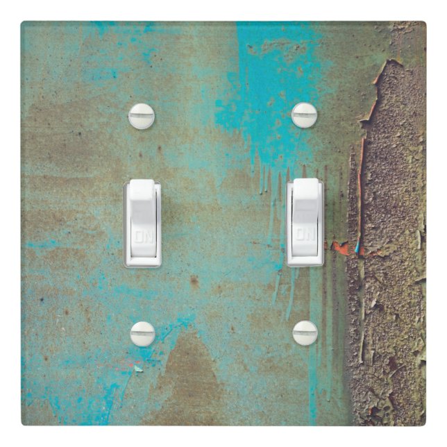 Turquoise and brown abstract light switch cover (In Situ)