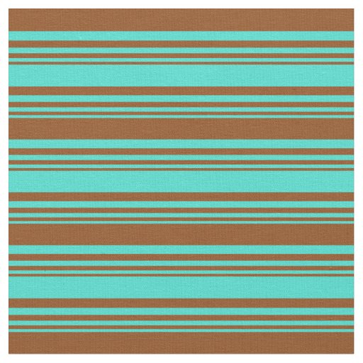Turquoise and Brown Colored Pattern Fabric