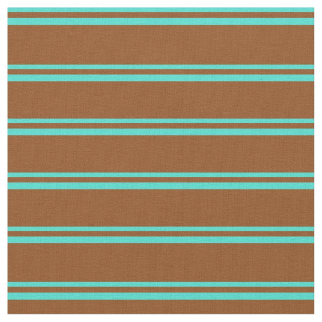 Turquoise and Brown Colored Striped Pattern Fabric (Close Up)