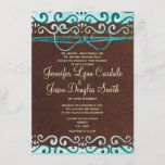 Turquoise and Brown Country Wedding Invitations