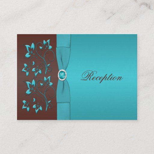 Customizable Turquoise and Brown Floral Enclosure Card Business Card Template