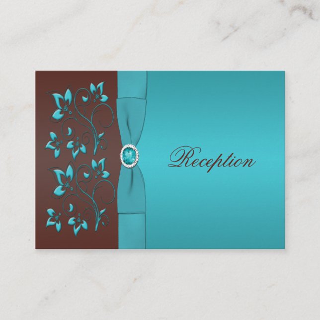 Turquoise and Brown Floral Enclosure Card (Front)