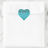 Turquoise and Brown Floral Heart Shaped Sticker (Bag)