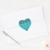 Turquoise and Brown Floral Heart Shaped Sticker (Envelope)
