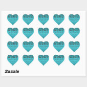 Turquoise and Brown Floral Heart Shaped Sticker (Sheet)