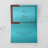 Turquoise and Brown Floral Jewelled Thank You Card (Inside)