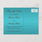 Turquoise and Brown Floral Save the Date Postcard (Back)