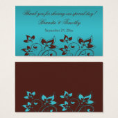 Turquoise and Brown Floral Wedding Favor Tag (Front & Back)