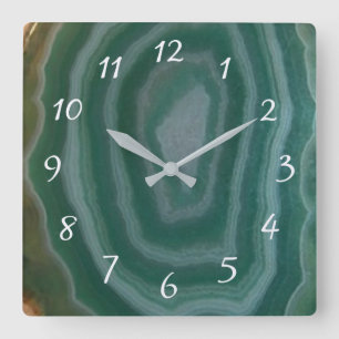 Turquoise and Brown Marble Faux Stone Gem Clock