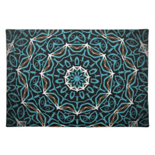turquoise and brown pattern placemat