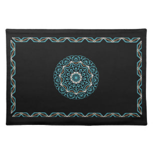turquoise and brown placemat