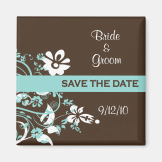Turquoise and Brown Save the Date Magnets