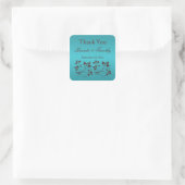 Turquoise and Brown Square Thank You Sticker (Bag)