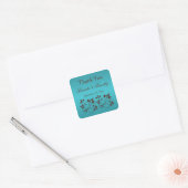 Turquoise and Brown Square Thank You Sticker (Envelope)