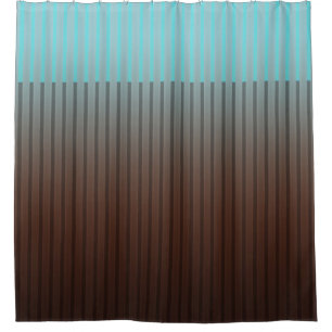 Turquoise and Brown Stripe Shower Curtain