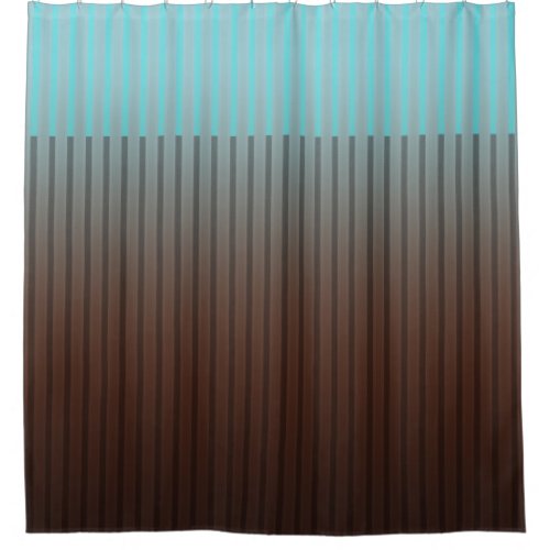 Turquoise and Brown Stripe Shower Curtain