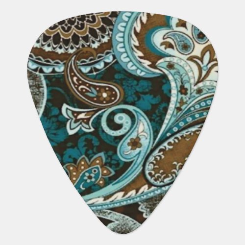 Turquoise and Brown Vintage Paisley New Guitar Pick