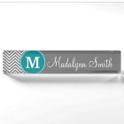 Turquoise and Charcoal Chevrons Custom Monogram