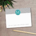 Turquoise and Charcoal Chevrons Custom Monogram
