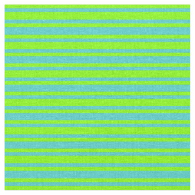 Turquoise and Chartreuse Colored Stripes Fabric (Close Up)