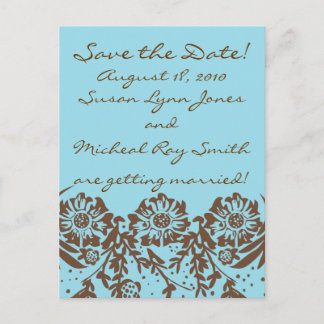 Turquoise and Chocolate Announcement Postcard