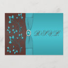 Turquoise and Chocolate Floral Reply Card