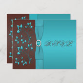 Turquoise and Chocolate Floral Reply Card (Front/Back)