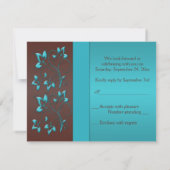 Turquoise and Chocolate Floral Reply Card (Back)