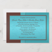 Turquoise and Chocolate Floral Wedding Invitation (Back)