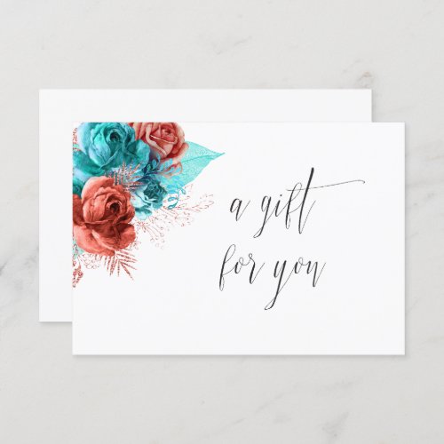 Turquoise and Coral Floral Gift Certificate Invitation